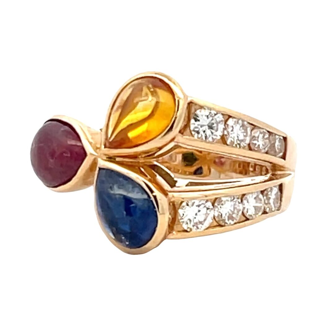 Ruby, Blue & Yellow Sapphire Dress Ring