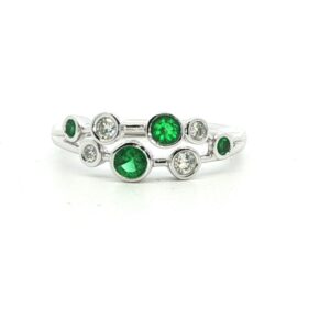 Emerald & Diamond 'Bubble' Ring