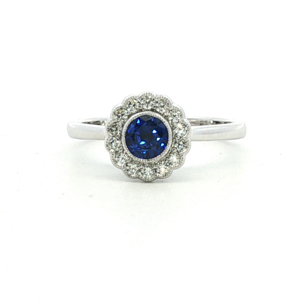 Sapphire & Diamond Daisy Cluster