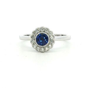 Sapphire & Diamond Daisy Cluster