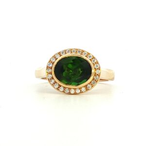 Green Tourmaline & Diamond Ring