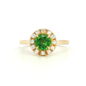Tsavorite & Diamond Cluster Ring